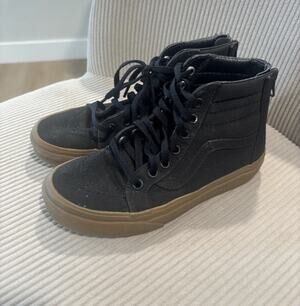 Vans Hi-Sk8 Sneakers Youth Zipper Black Canvas High Top Unisex Lace Up
